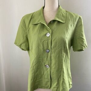 Jessica Howard Lime Green Short-Sleeve Button Front Shirt